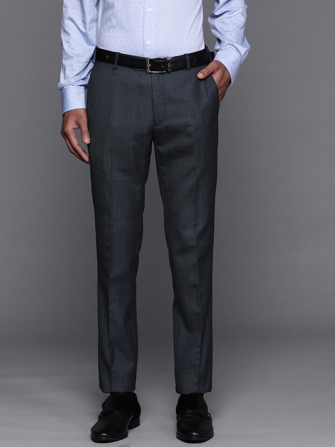 

Raymond Men Navy Blue Slim Fit Formal Trousers