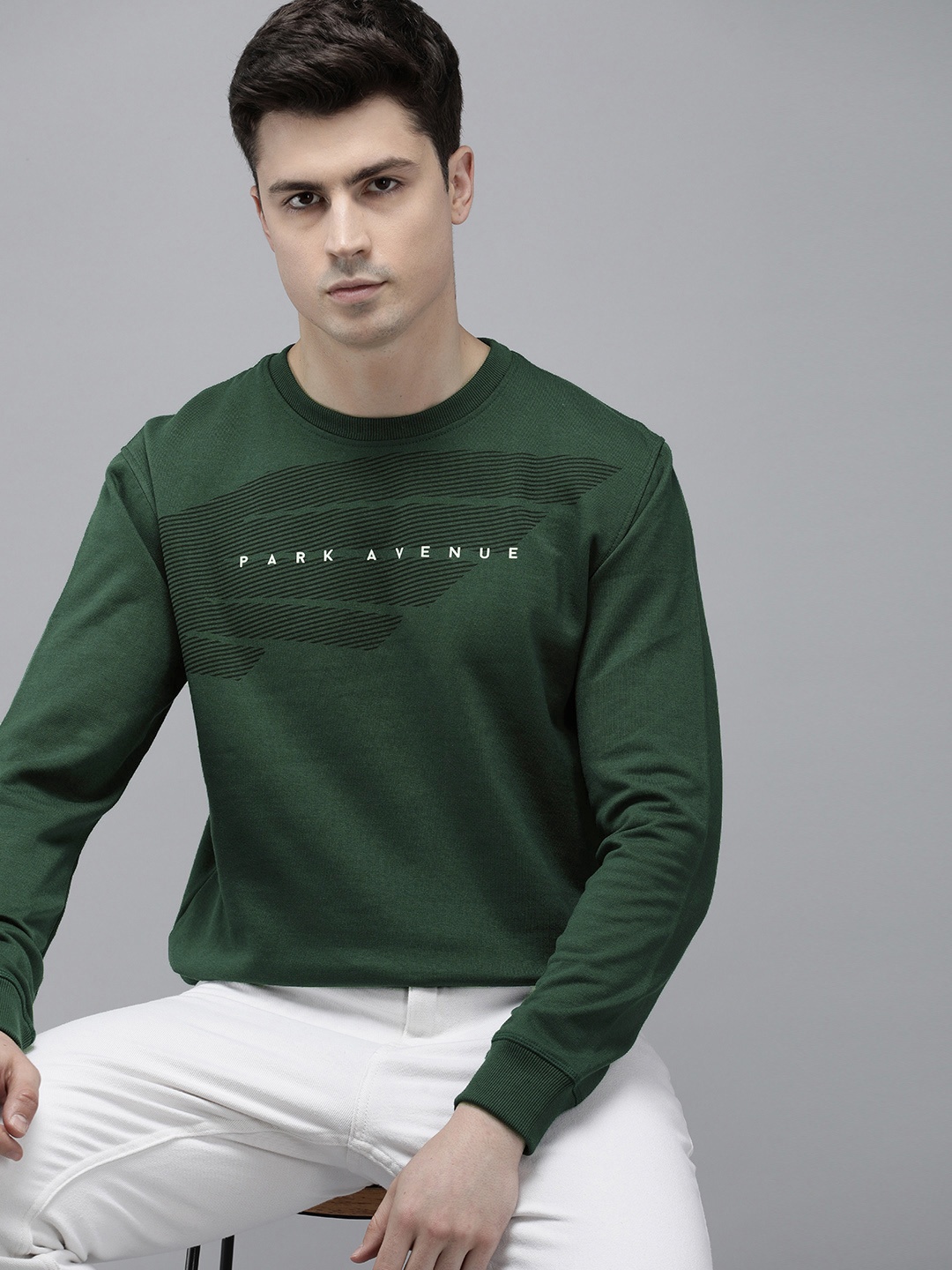 

Park Avenue Slim Fit Printed Sweatshirt, Green