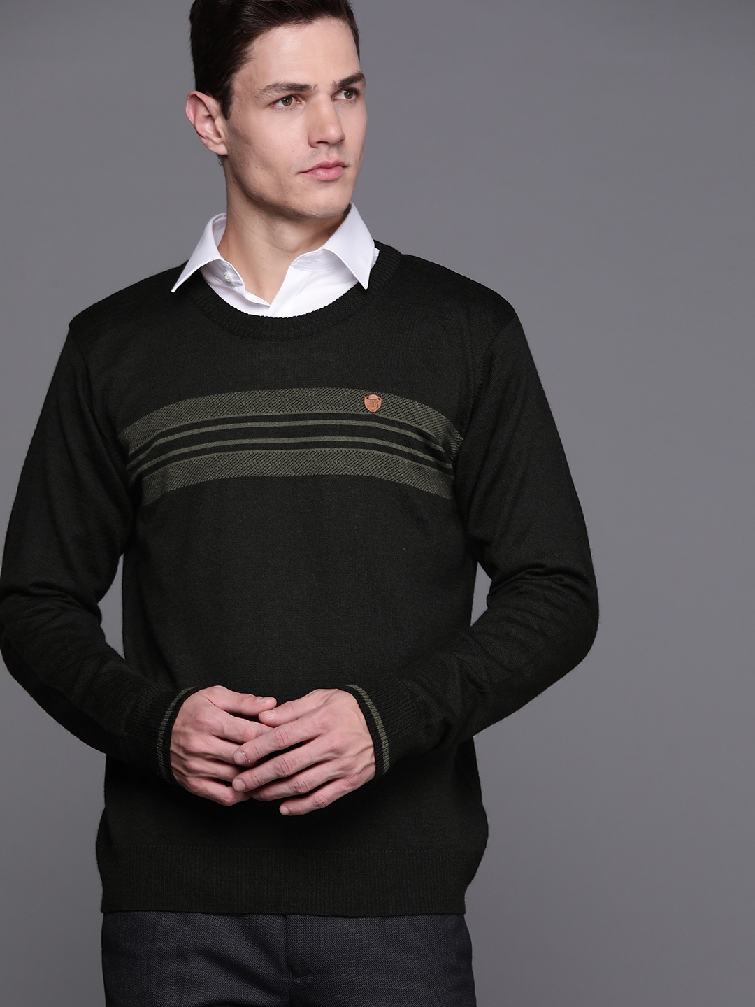 

Raymond Men Black Striped Pullover