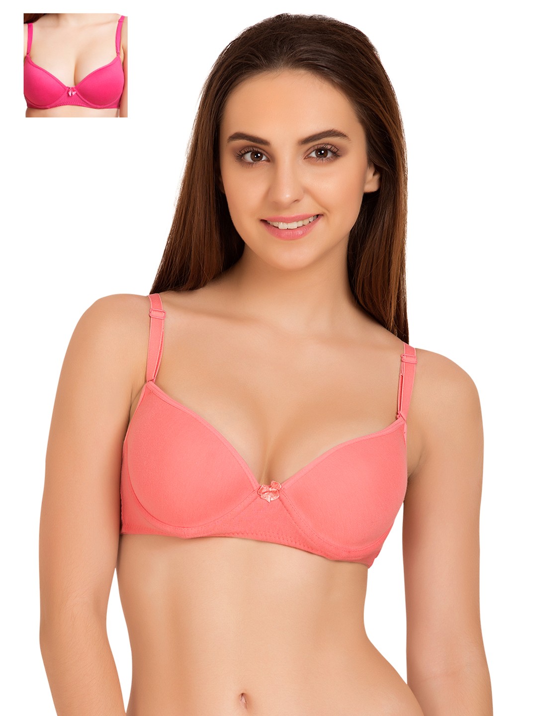 

Tweens Pack of 2 Medium-Coverage Push-Up T-shirt Bras TW-1704, Pink