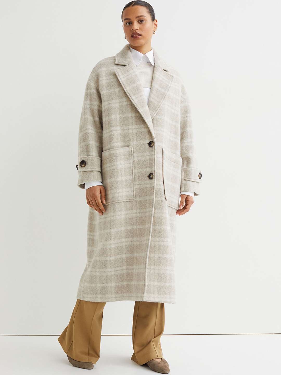 

H&M Woman Beige Wool-blend coat