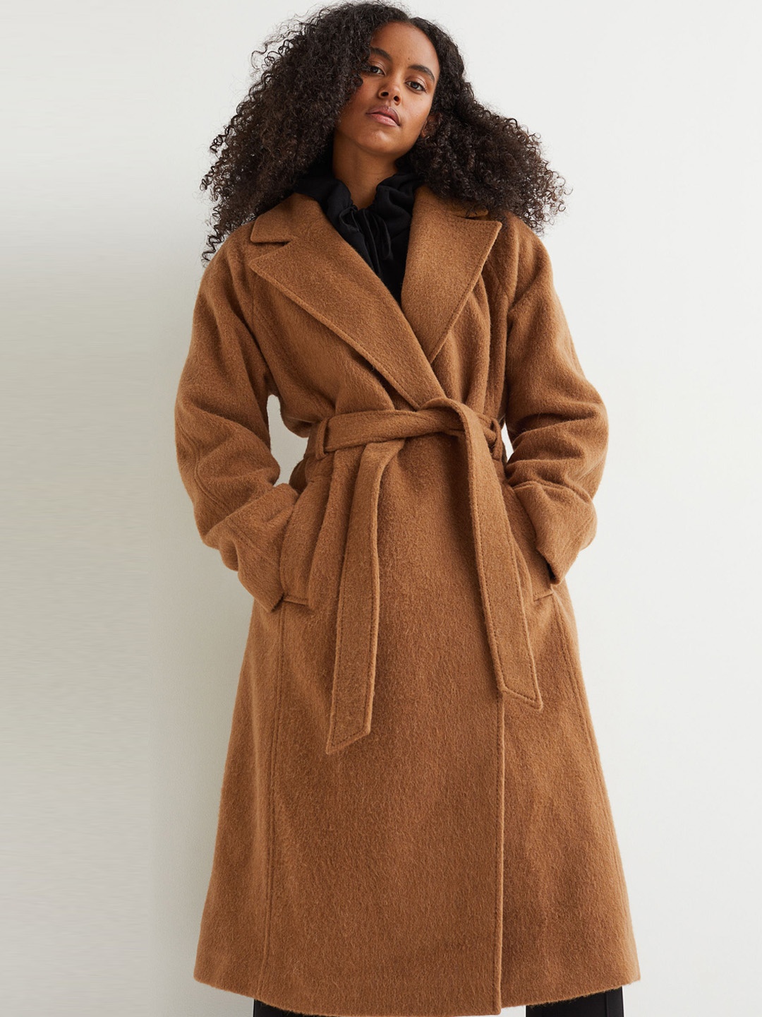 

H&M Women Brown Wool-Blend Coat