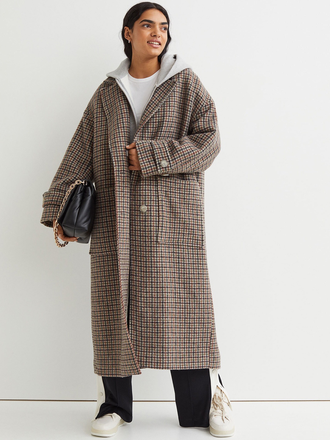 

H&M Women Brown Wool-Blend Coat
