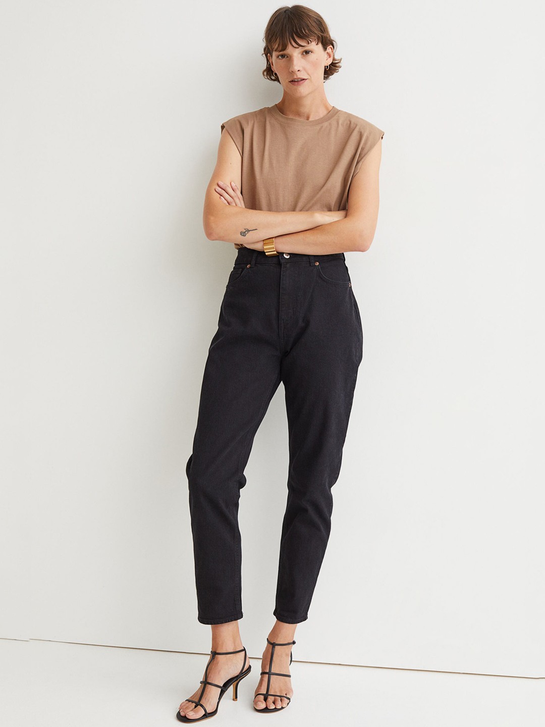 

H&M Women Black Solid Slim Mom High Ankle Jeans