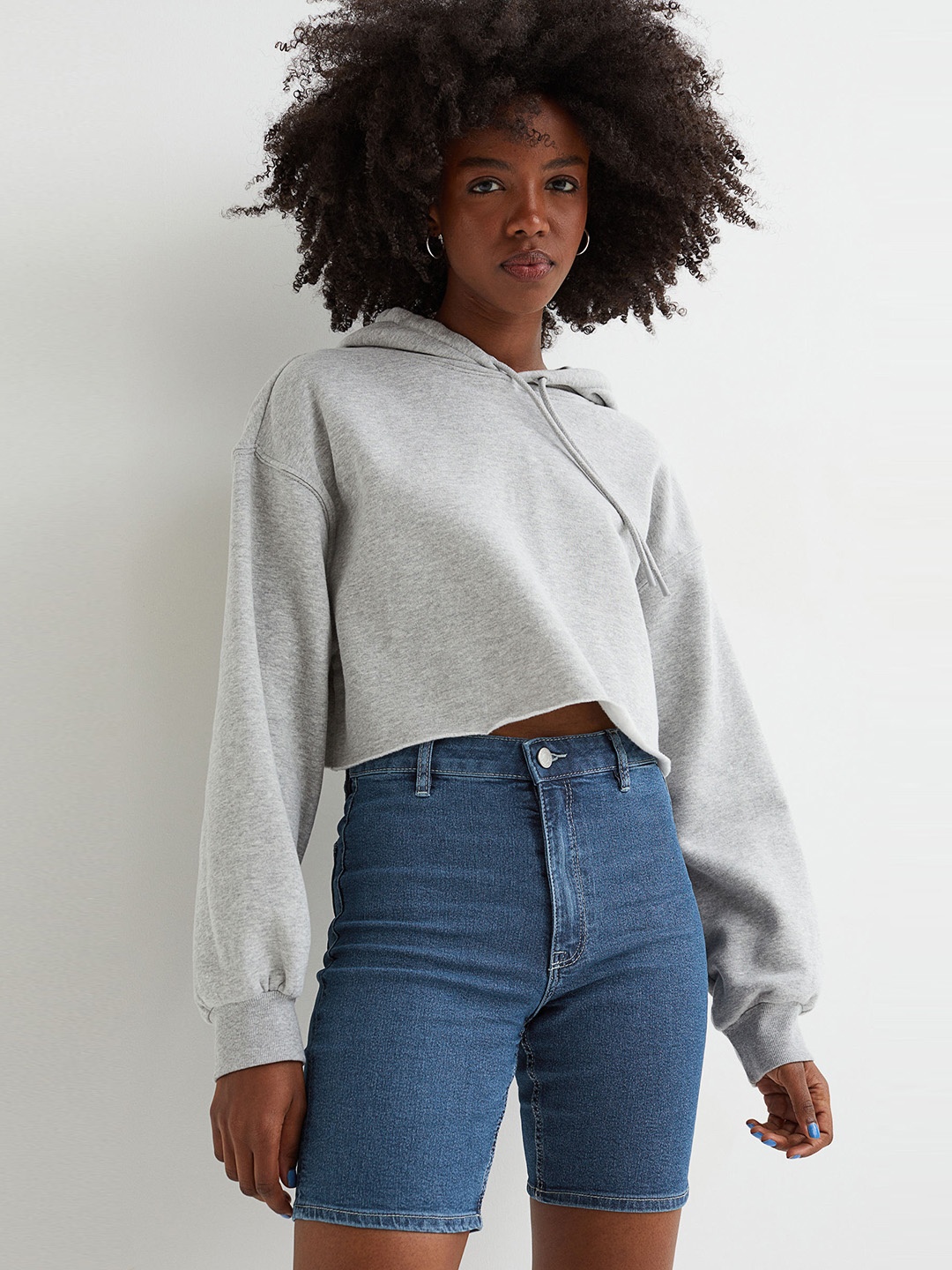 

H&M Women Blue Curvy High Shorts