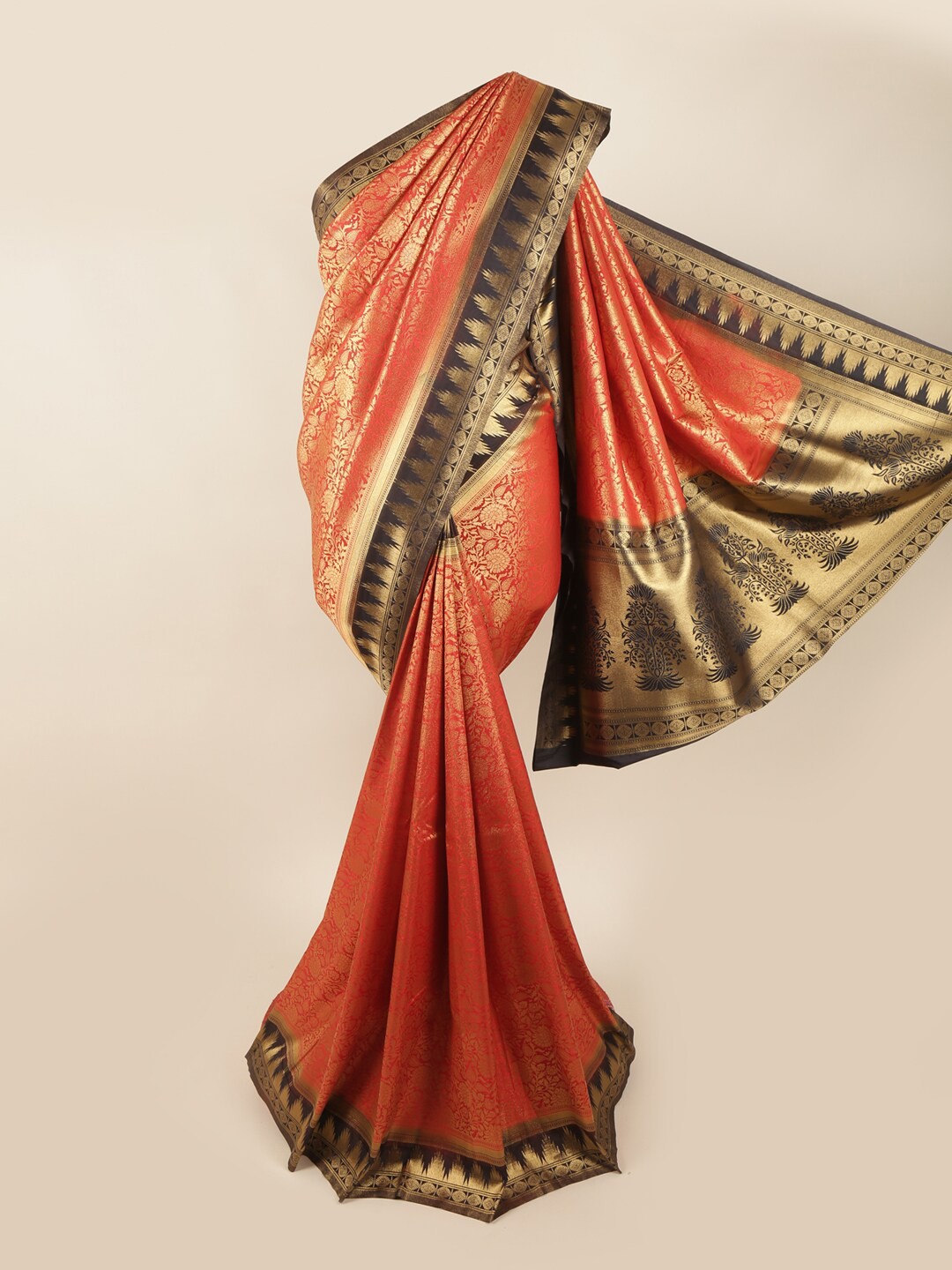 

Pothys Red & Black Woven Design Zari Art Silk Banarasi Saree
