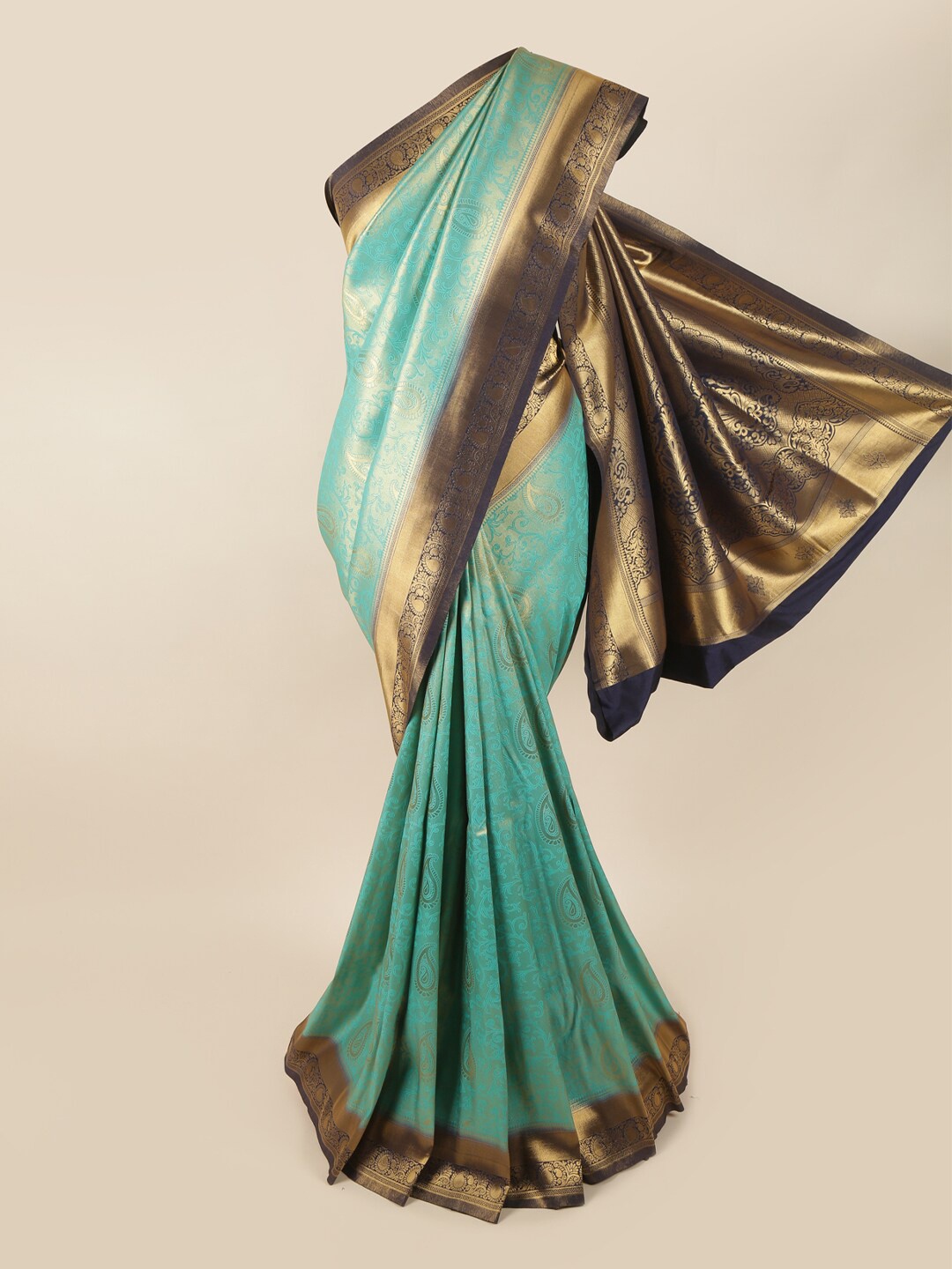 

Pothys Blue & Gold Woven Design Banarasi Saree