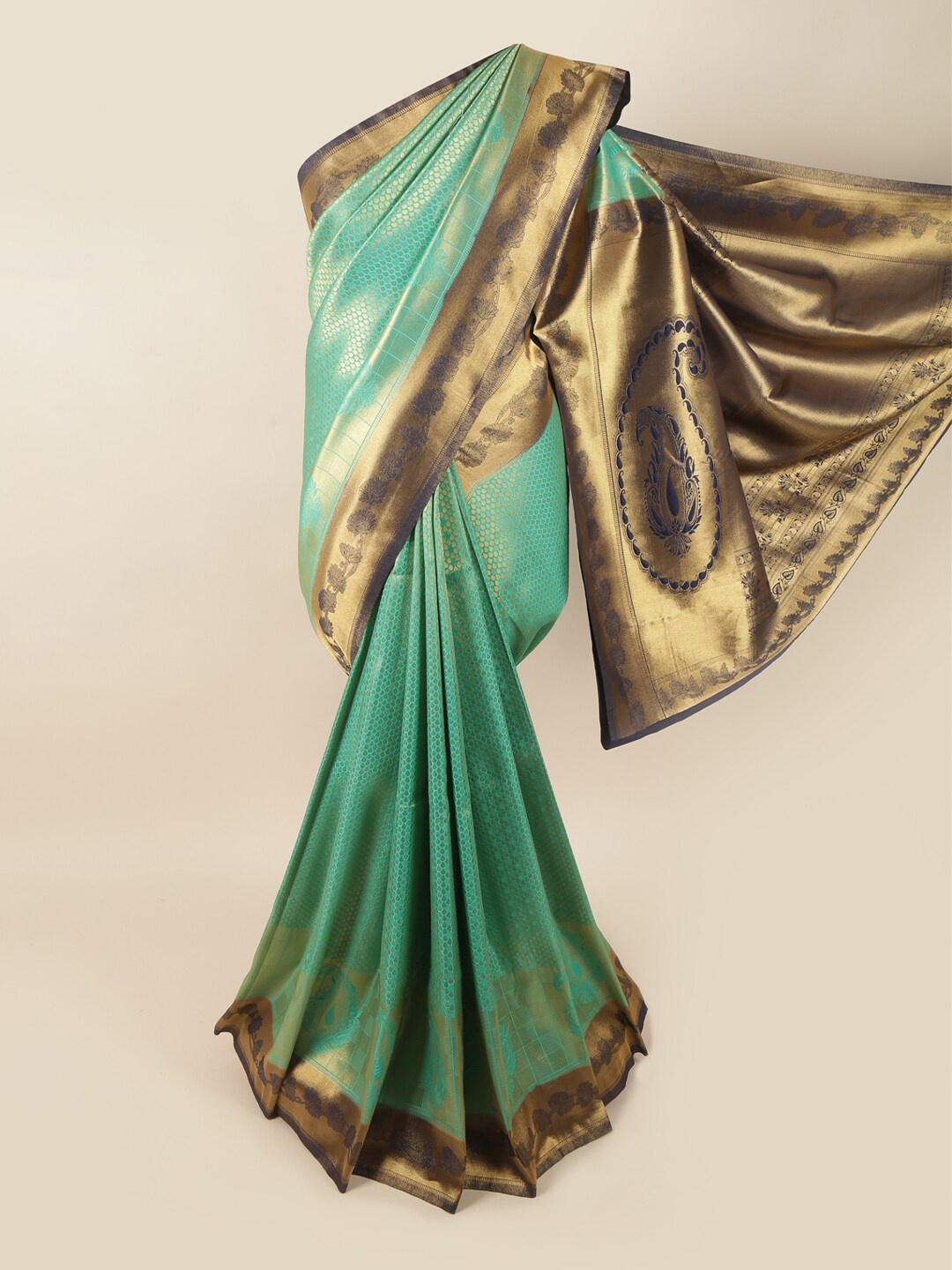 

Pothys Green & Navy Blue Woven Design Zari Art Silk Banarasi Saree