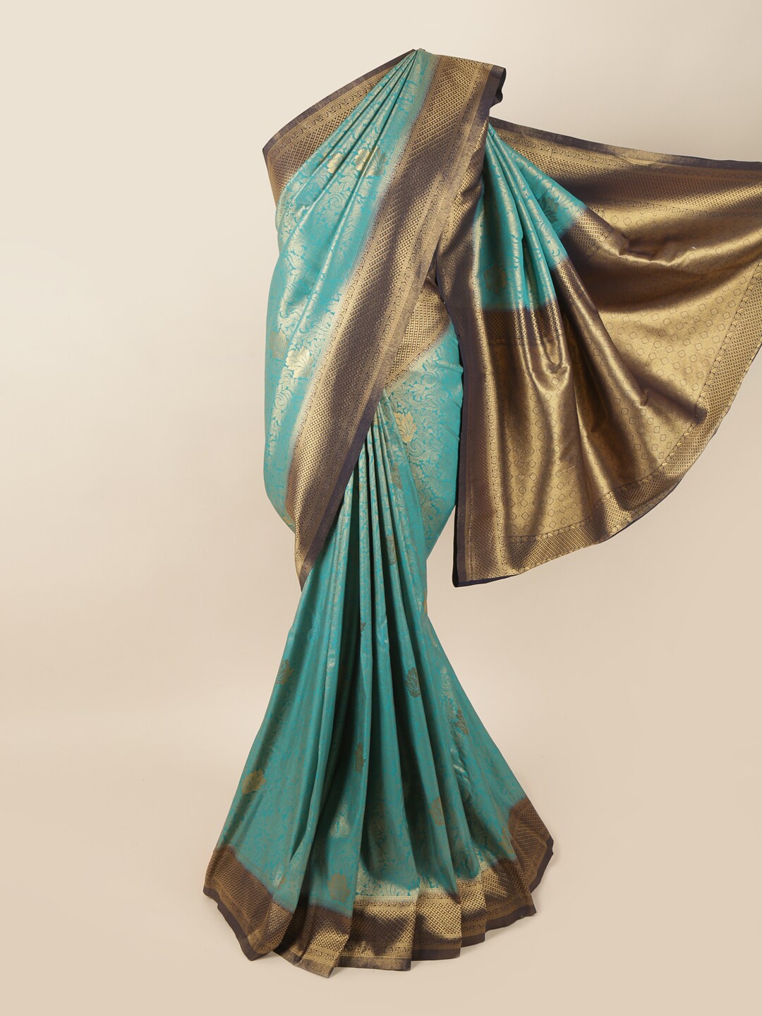 

Pothys Blue & Black Ethnic Motifs Zari Art Silk Banarasi Saree