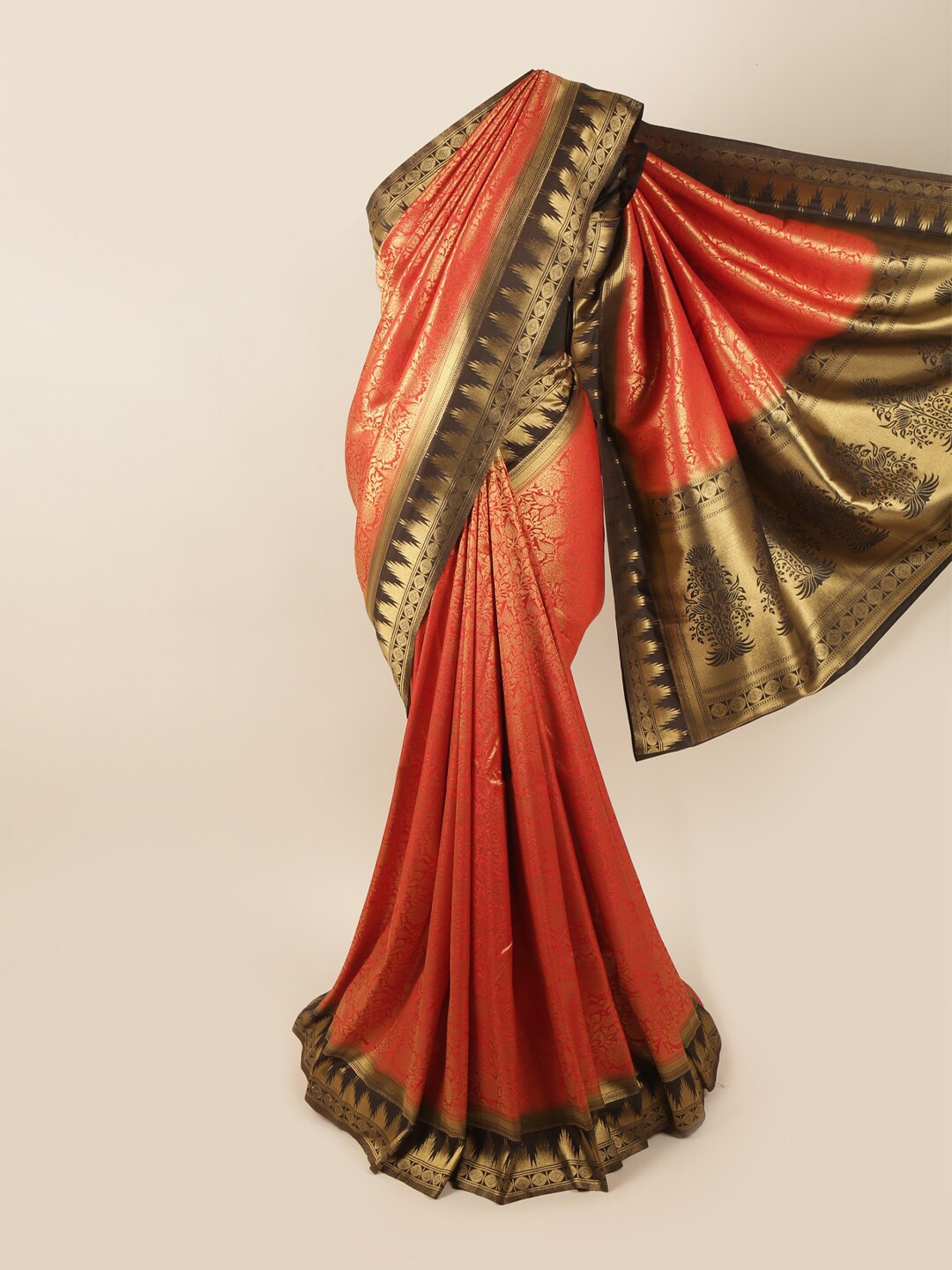 

Pothys Red & Brown Woven Design Zari Art Silk Banarasi Saree