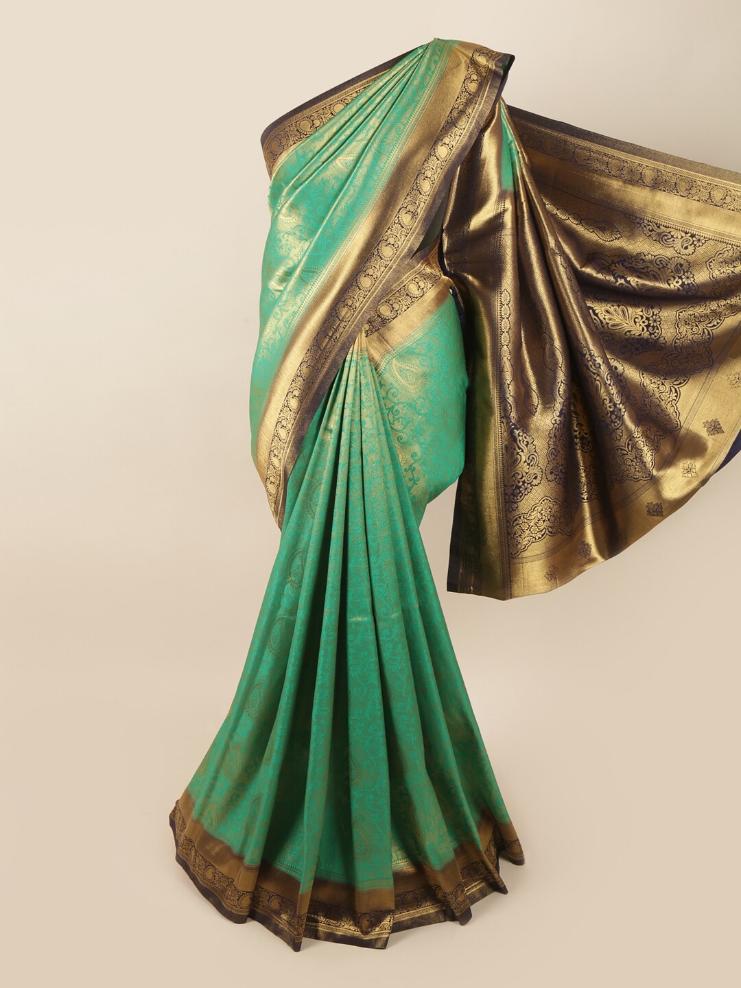 

Pothys Green & Navy Blue Woven Design Zari Art Silk Banarasi Saree
