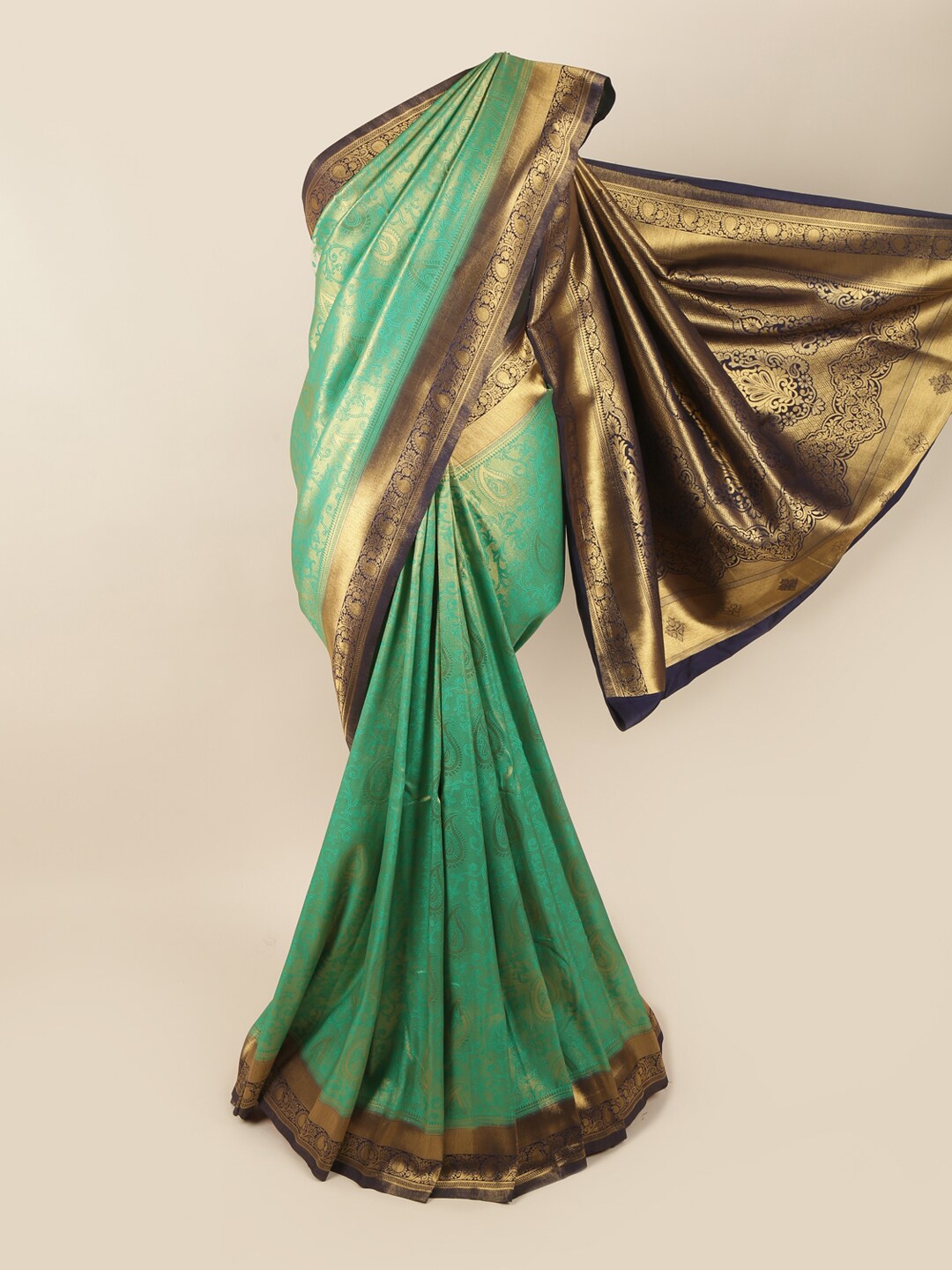 

Pothys Green & Navy Blue Woven Design Zari Art Silk Banarasi Saree