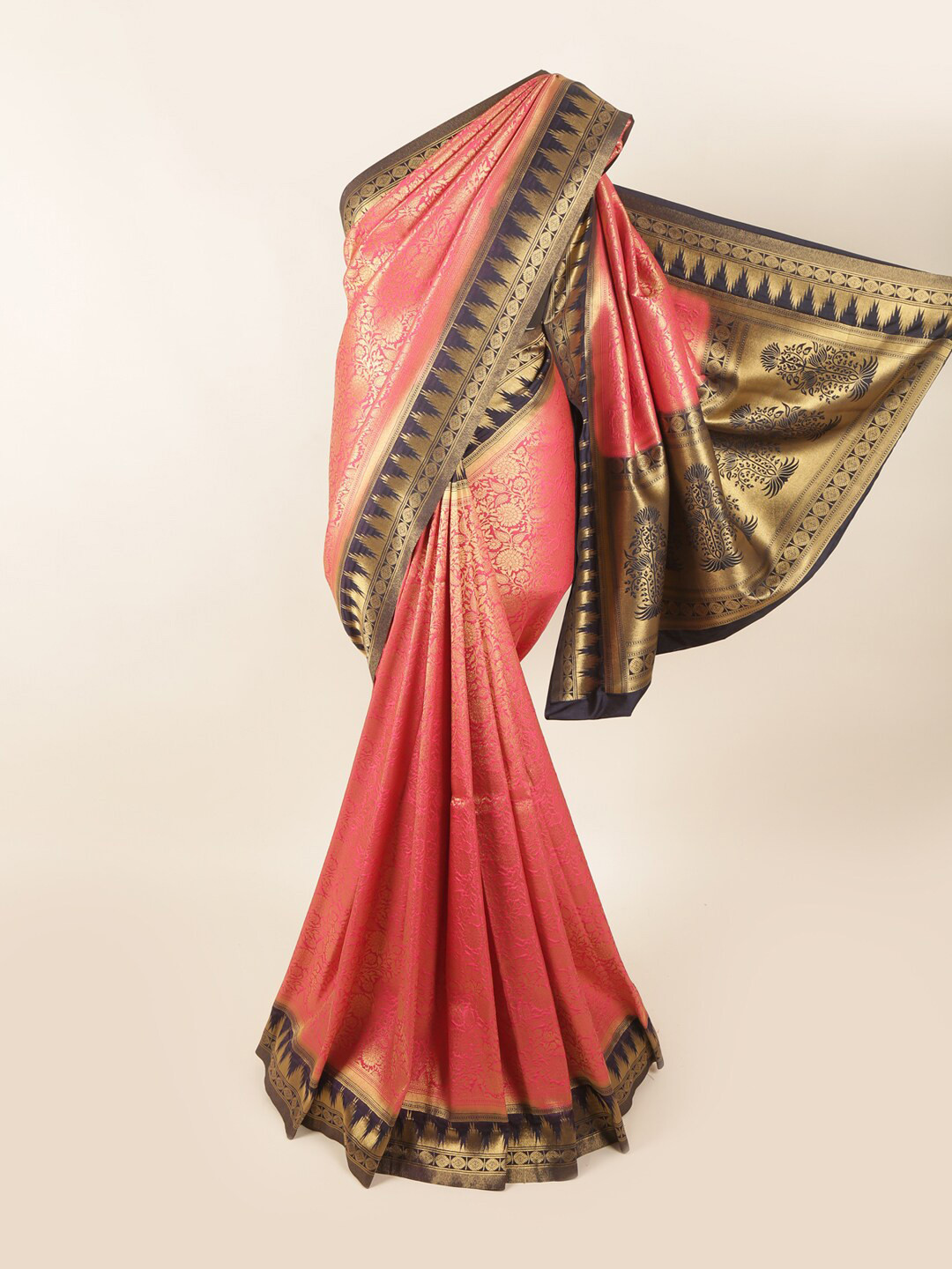 

Pothys Pink & Gold Woven Design Banarasi Saree