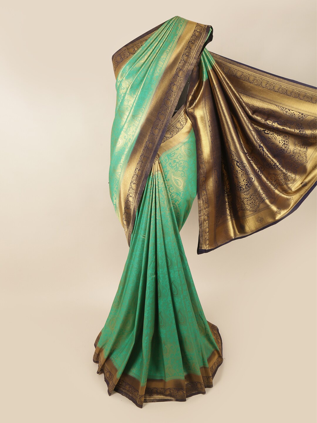 

Pothys Green & Navy Blue Woven Design Zari Art Silk Banarasi Saree