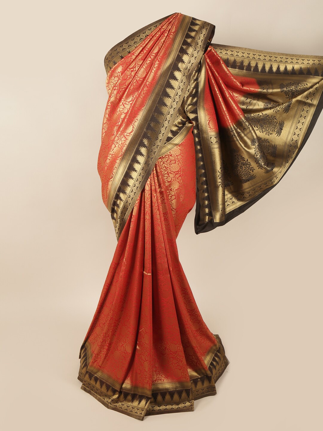 

Pothys Red & Black Ethnic Motifs Zari Art Silk Banarasi Saree