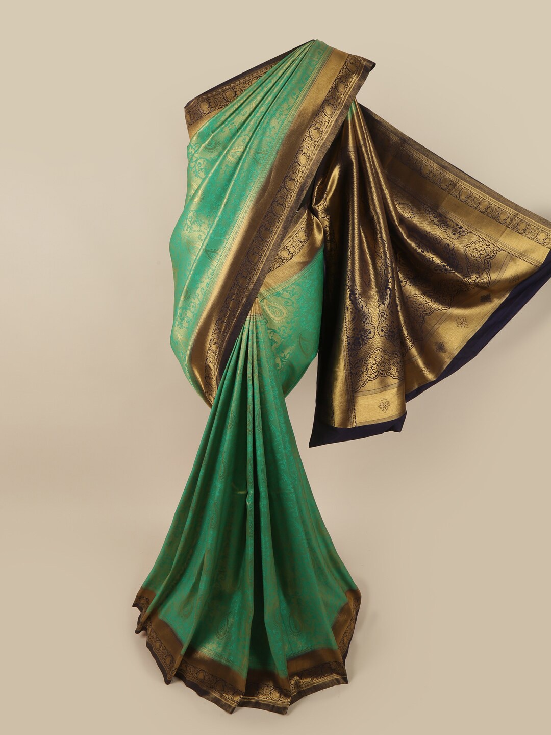 

Pothys Green & Brown Woven Design Zari Art Silk Banarasi Saree