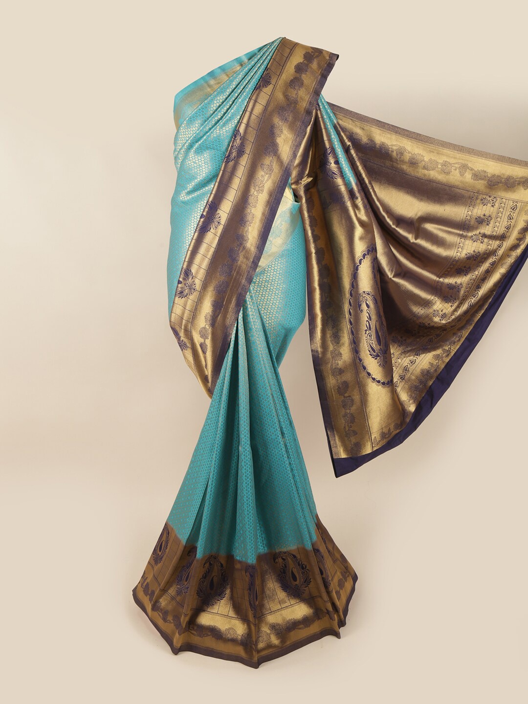 

Pothys Blue & Gold Woven Design Banarasi Saree