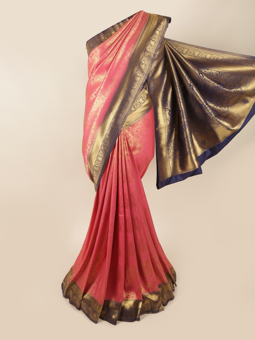 

Pothys Pink & Blue Woven Design Banarasi Saree