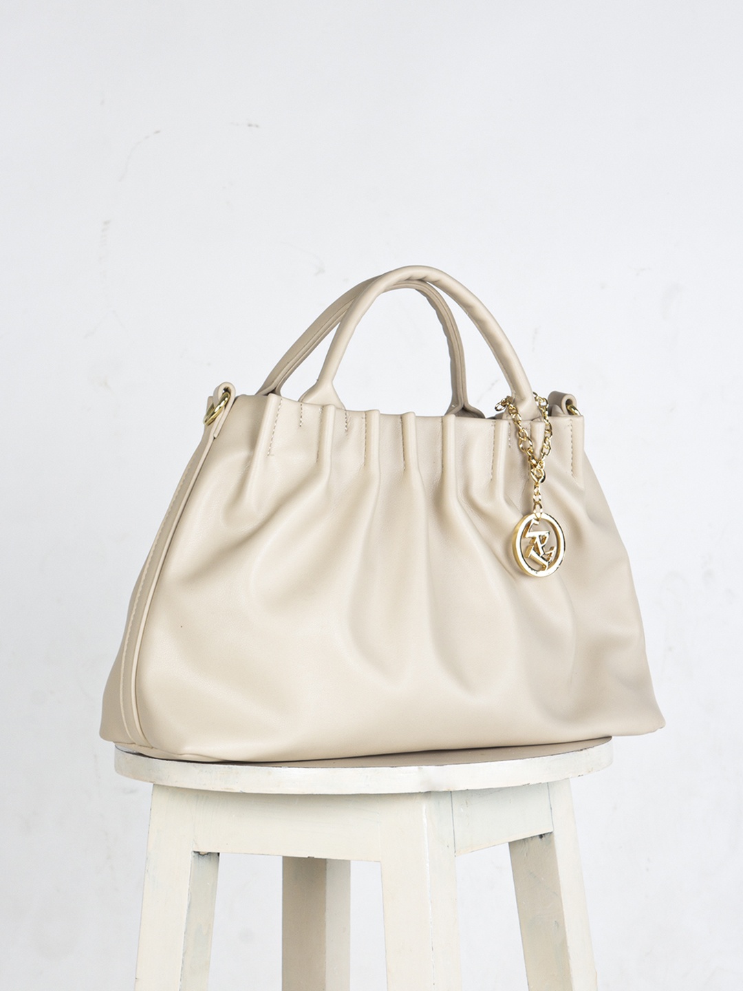 

Kazo Beige PU Structured Handheld Bag