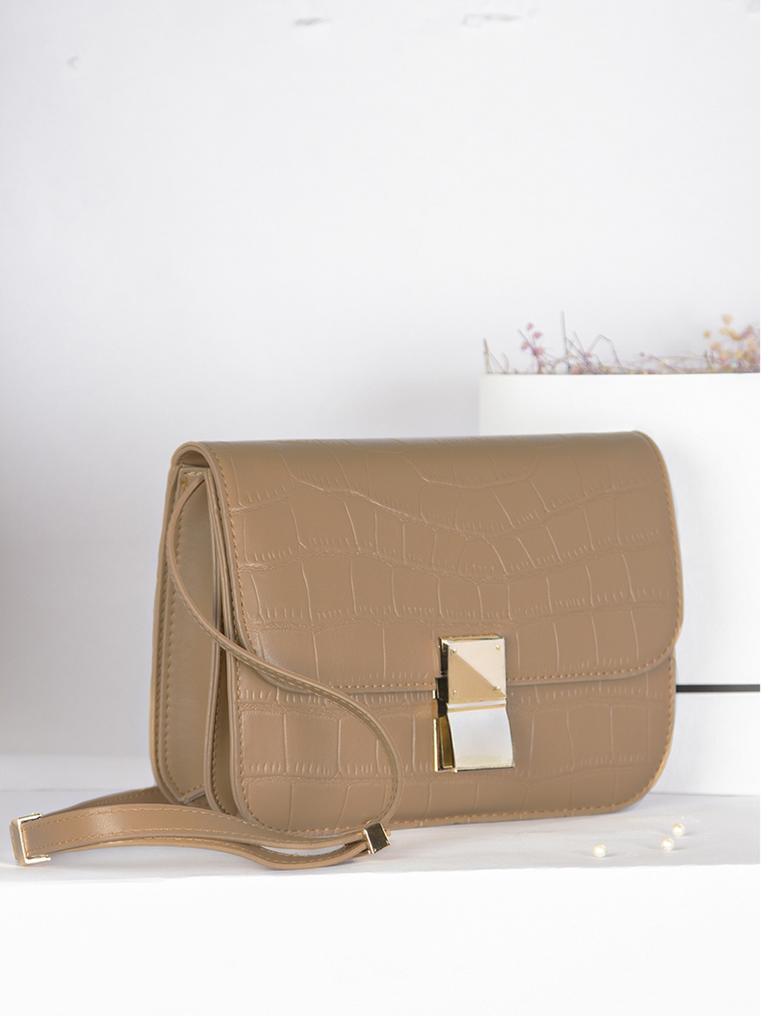

Kazo Beige PU Structured Sling Bag