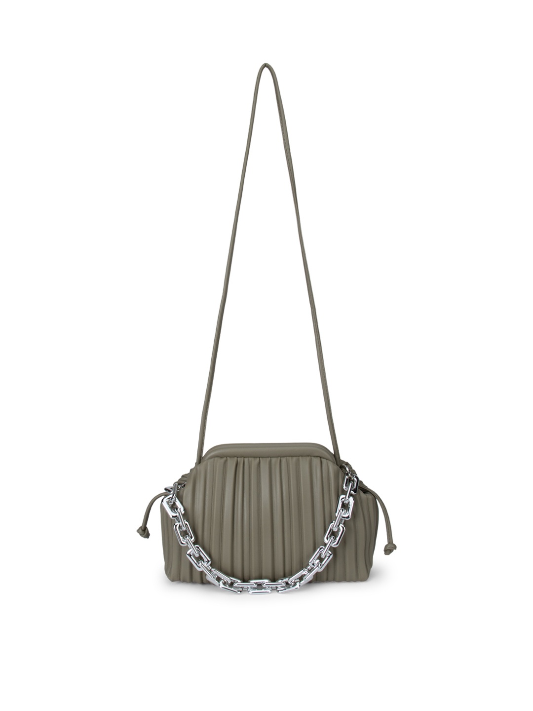 

Kazo Olive Green Textured PU Swagger Sling Bag with Quilted