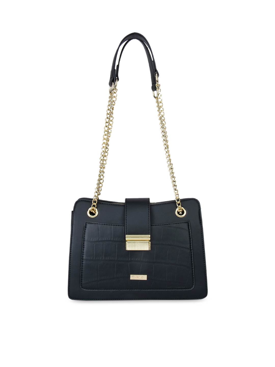 

Kazo Black Textured PU Structured Shoulder Bag with Quilted