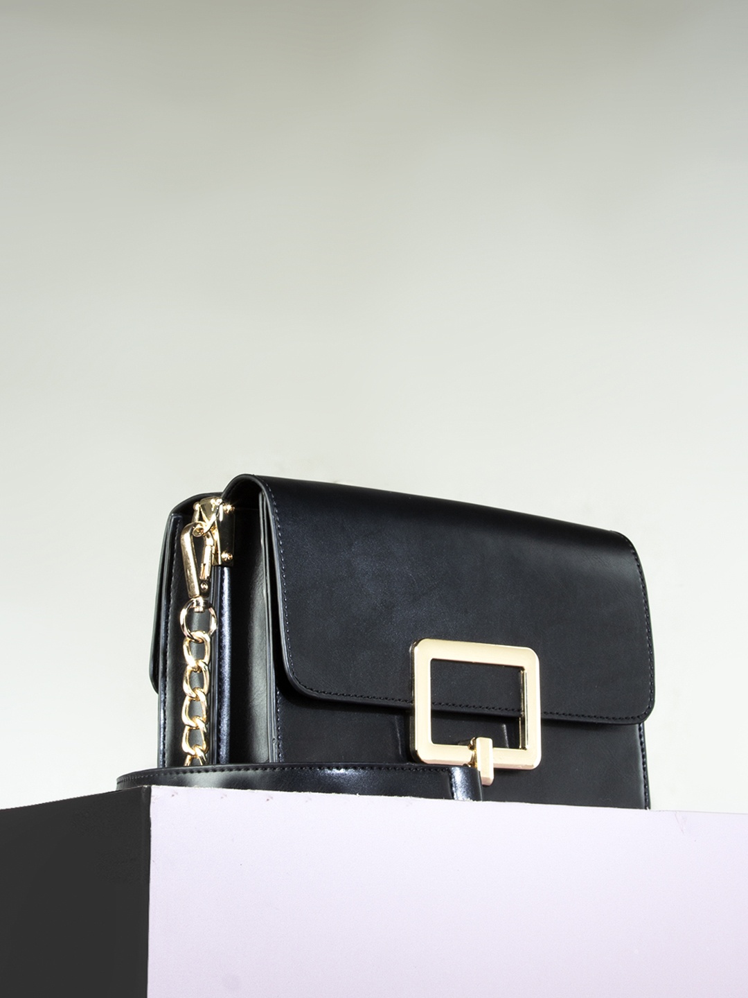 

Kazo Black PU Structured Sling Bag with Quilted