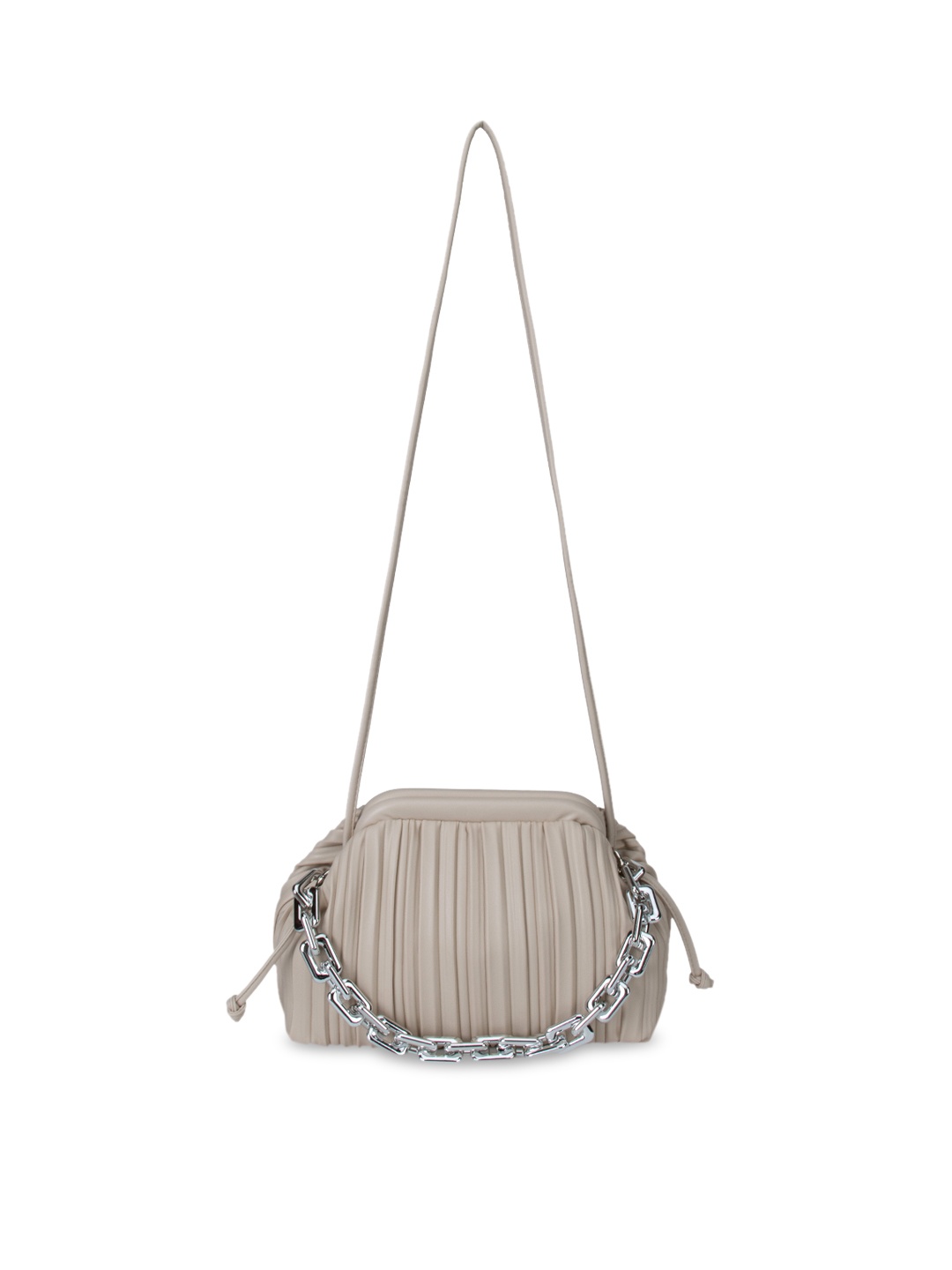 

Kazo Beige Striped PU Swagger Sling Bag with Quilted