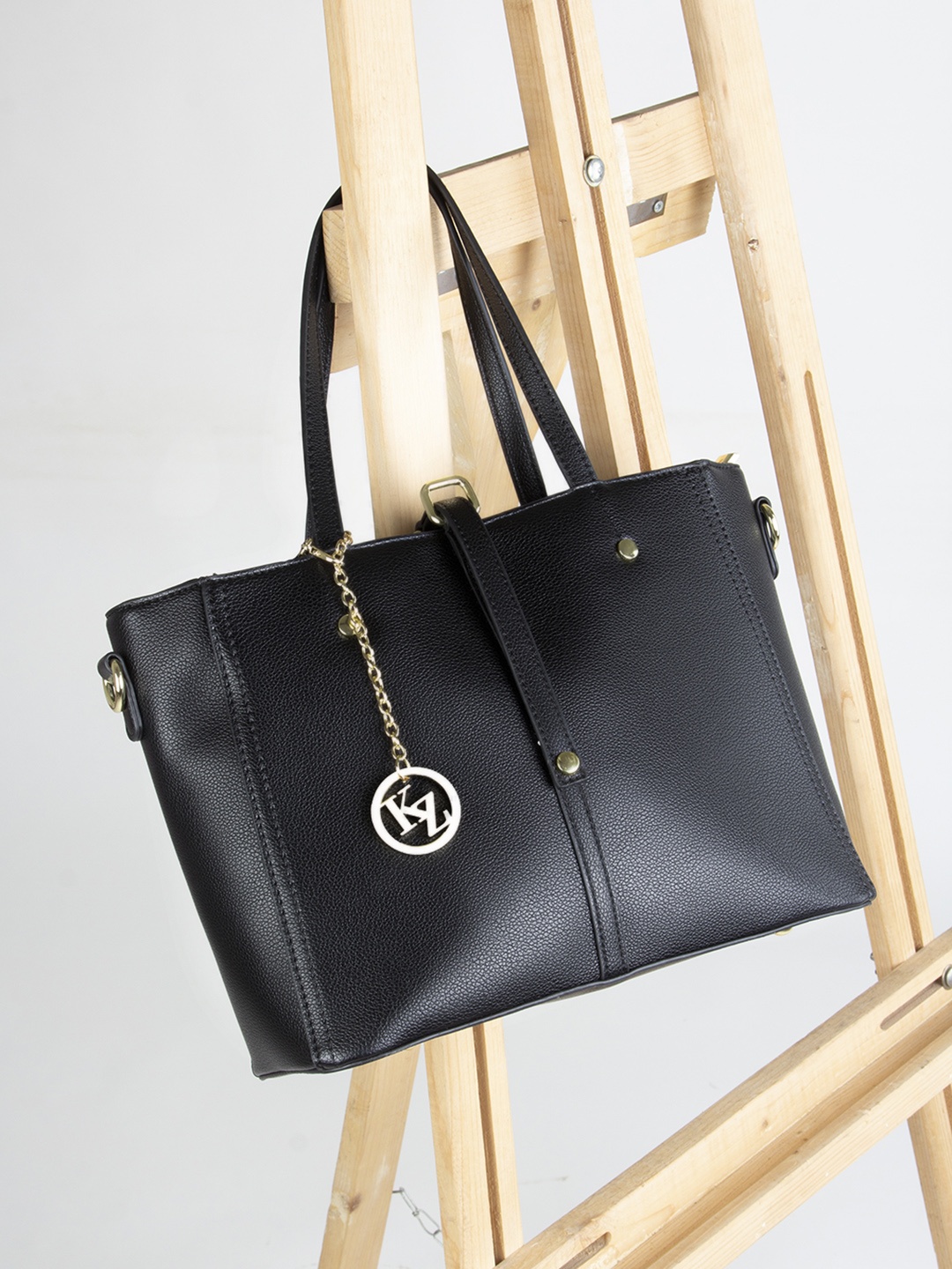 

Kazo Black PU Structured Shoulder Bag