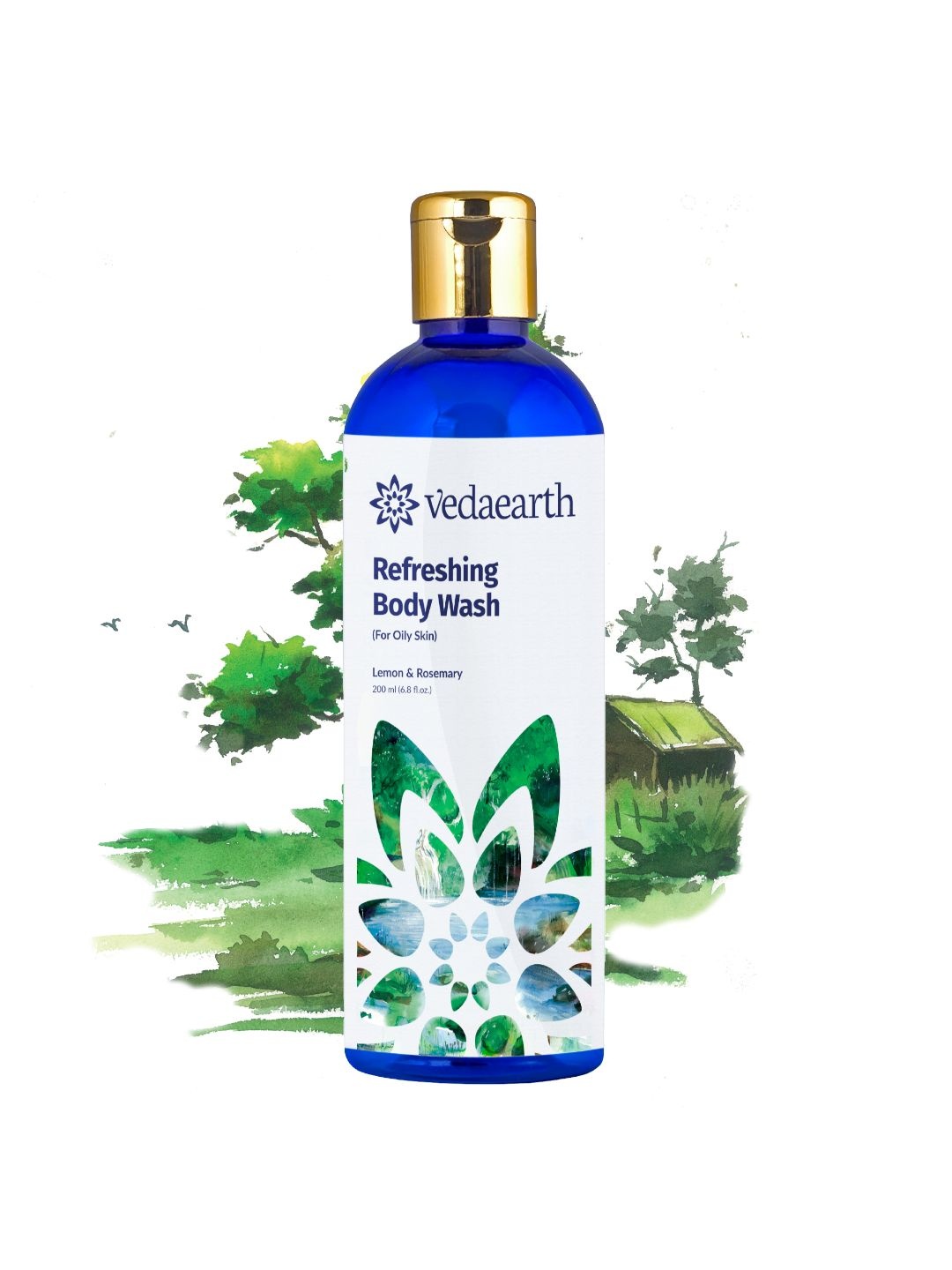 

VEDAEARTH Refreshing Lemon & Rosemary Body Wash 200 ml, Blue