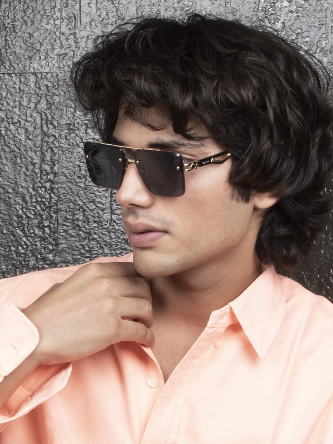 

Ted Smith Unisex Black Lens & Gold-Toned Rimless Square Sunglasses HILTON_C1