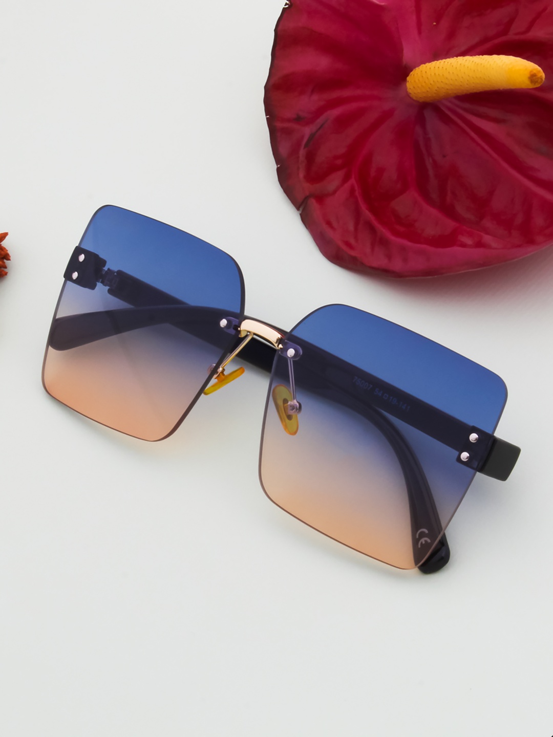 

Ted Smith Unisex Yellow Lens & Gold-Toned Square Sunglasses with UV Protected Lens
