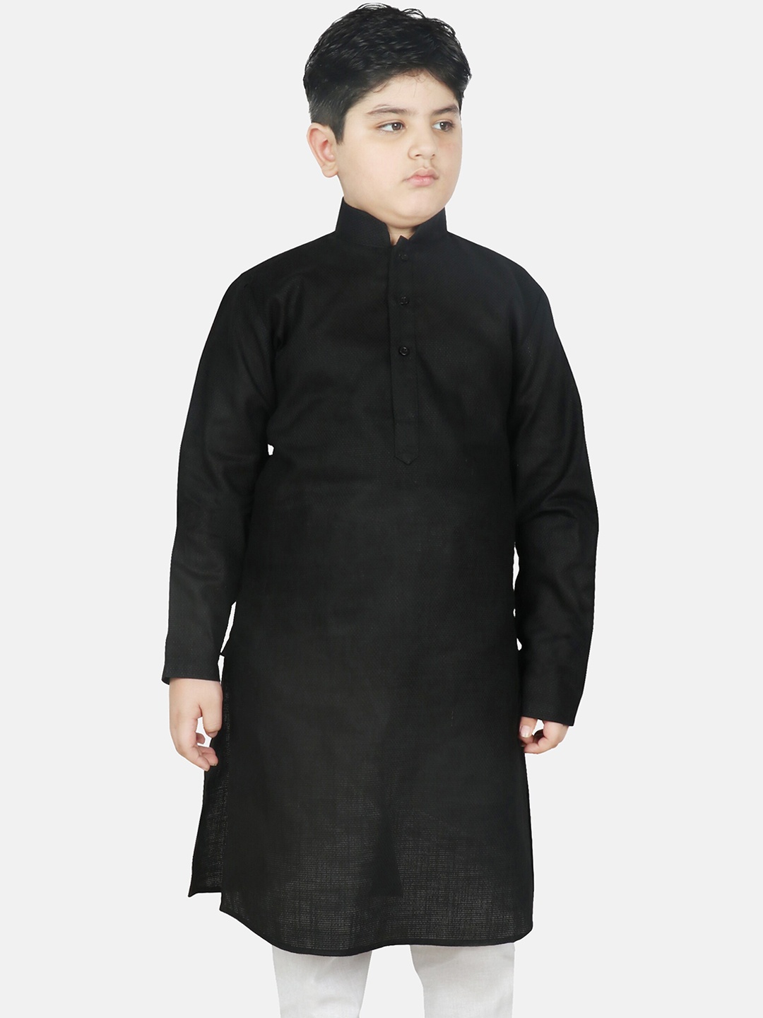 

SG YUVRAJ Boys Black Thread Work Pathani Kurta