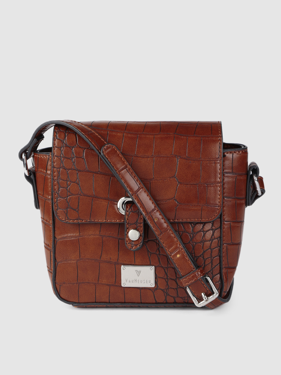 

Van Heusen Brown Animal Textured Structured Sling Bag