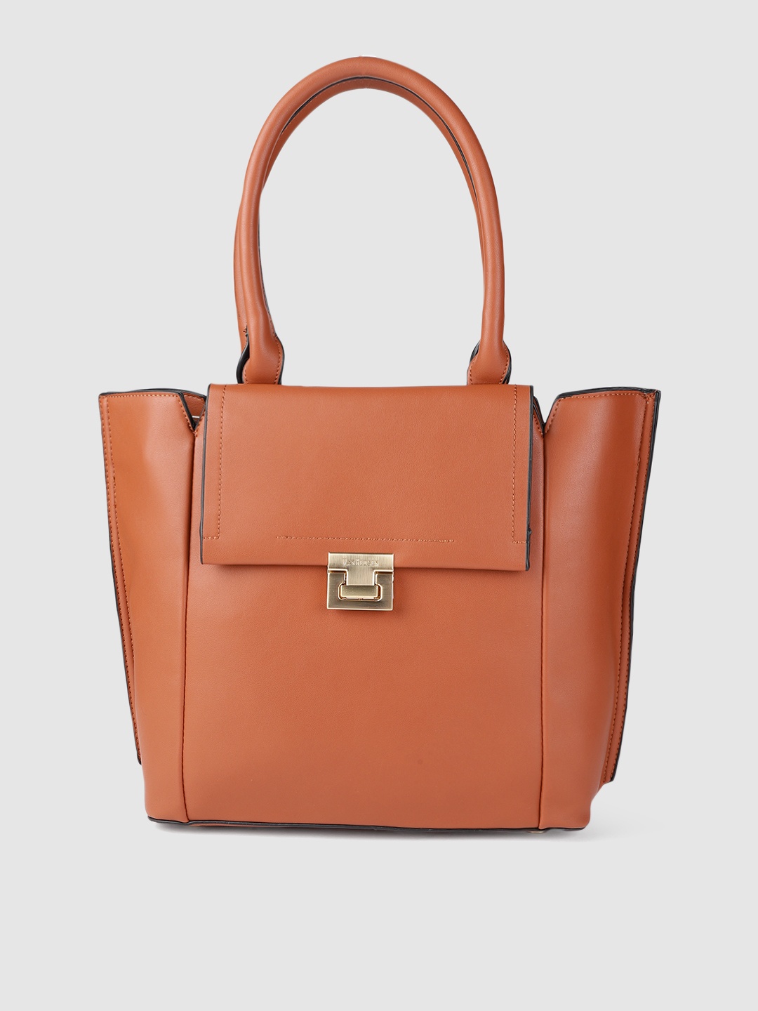 

Van Heusen Tan Solid PU Regular Structured Shoulder Bag with Buckle Detail