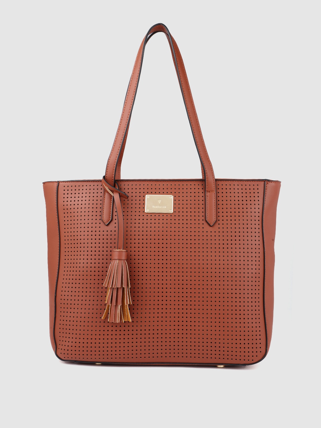 

Van Heusen Tan Brown Shoulder Bag with Cut Work