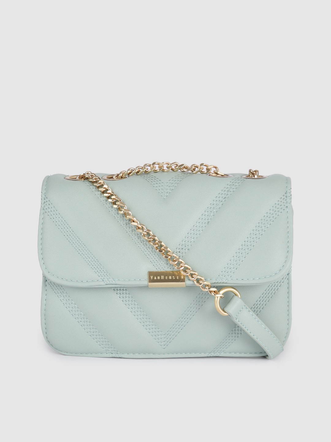 

Van Heusen Blue Textured PU Regular Structured Sling Bag with Quilted Detail