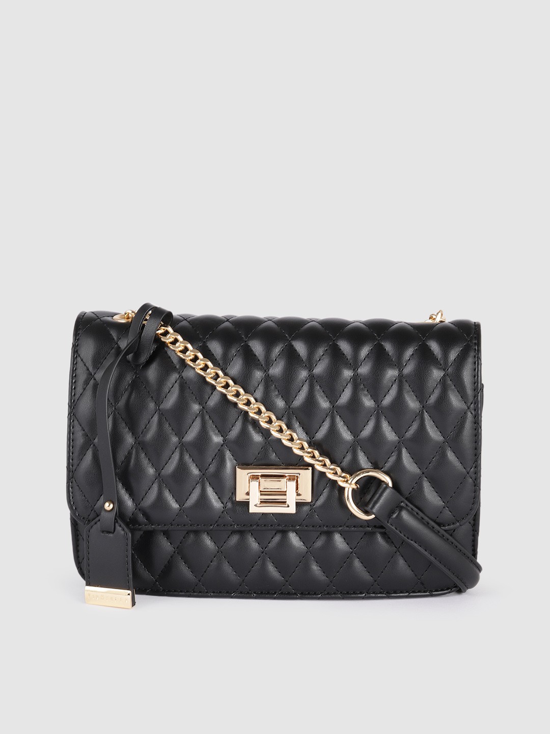 

Van Heusen Black Quilted Structured Sling Bag