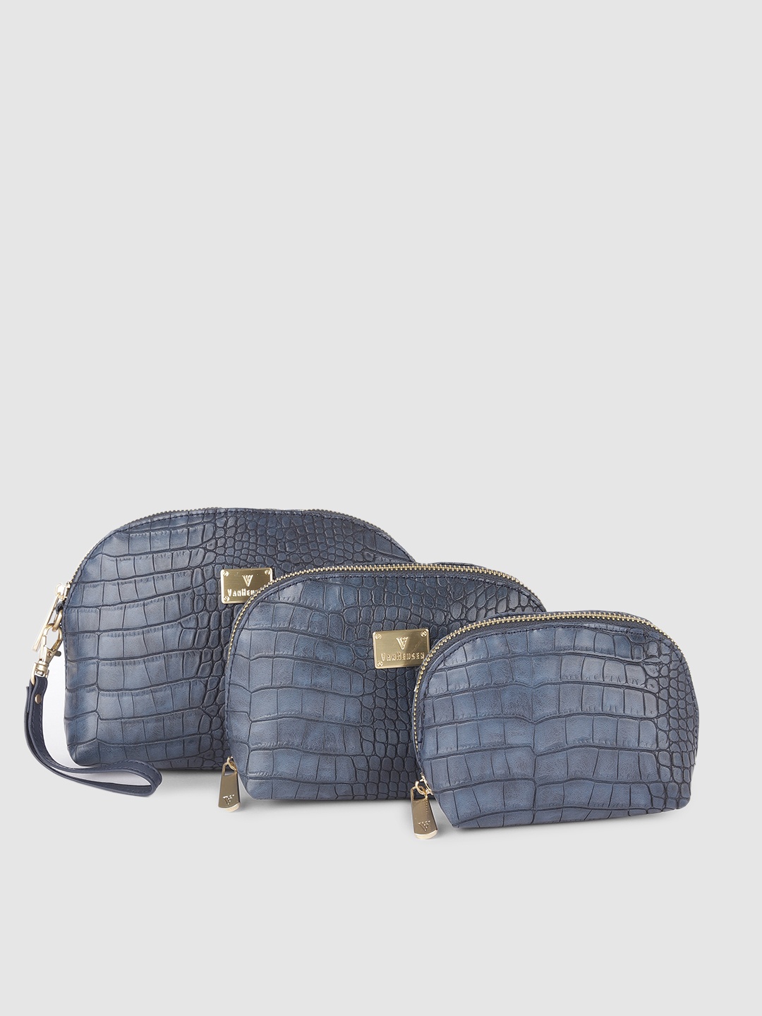 

Van Heusen Blue Set of 3 Croc Textured Sling Bags