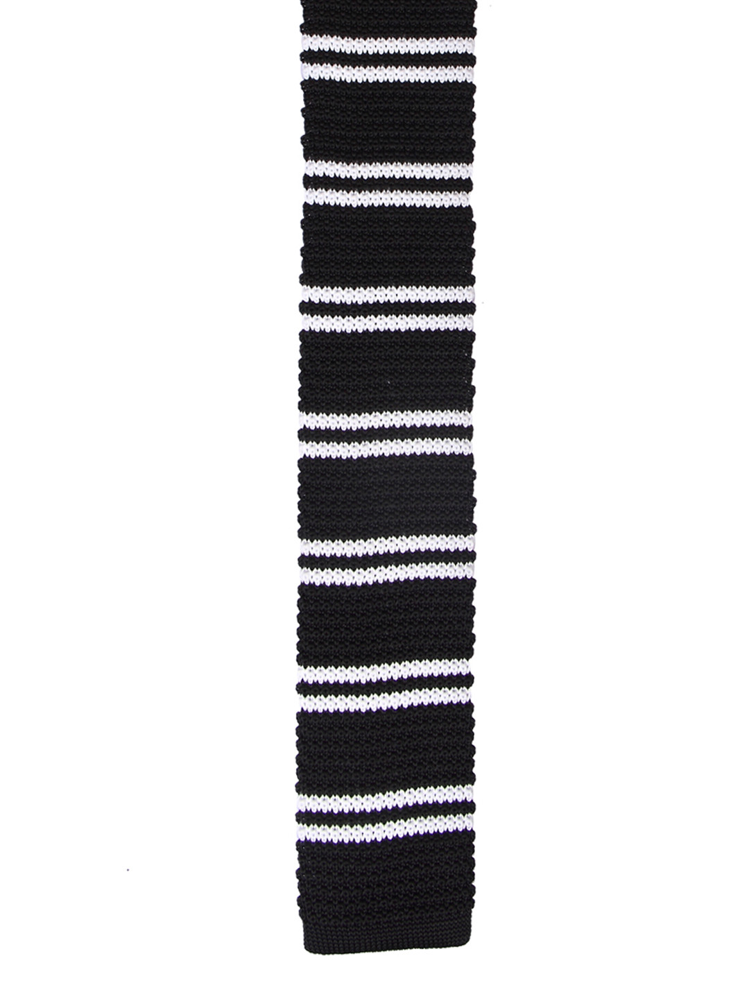 

Tossido Black & White Striped Knitted Tie