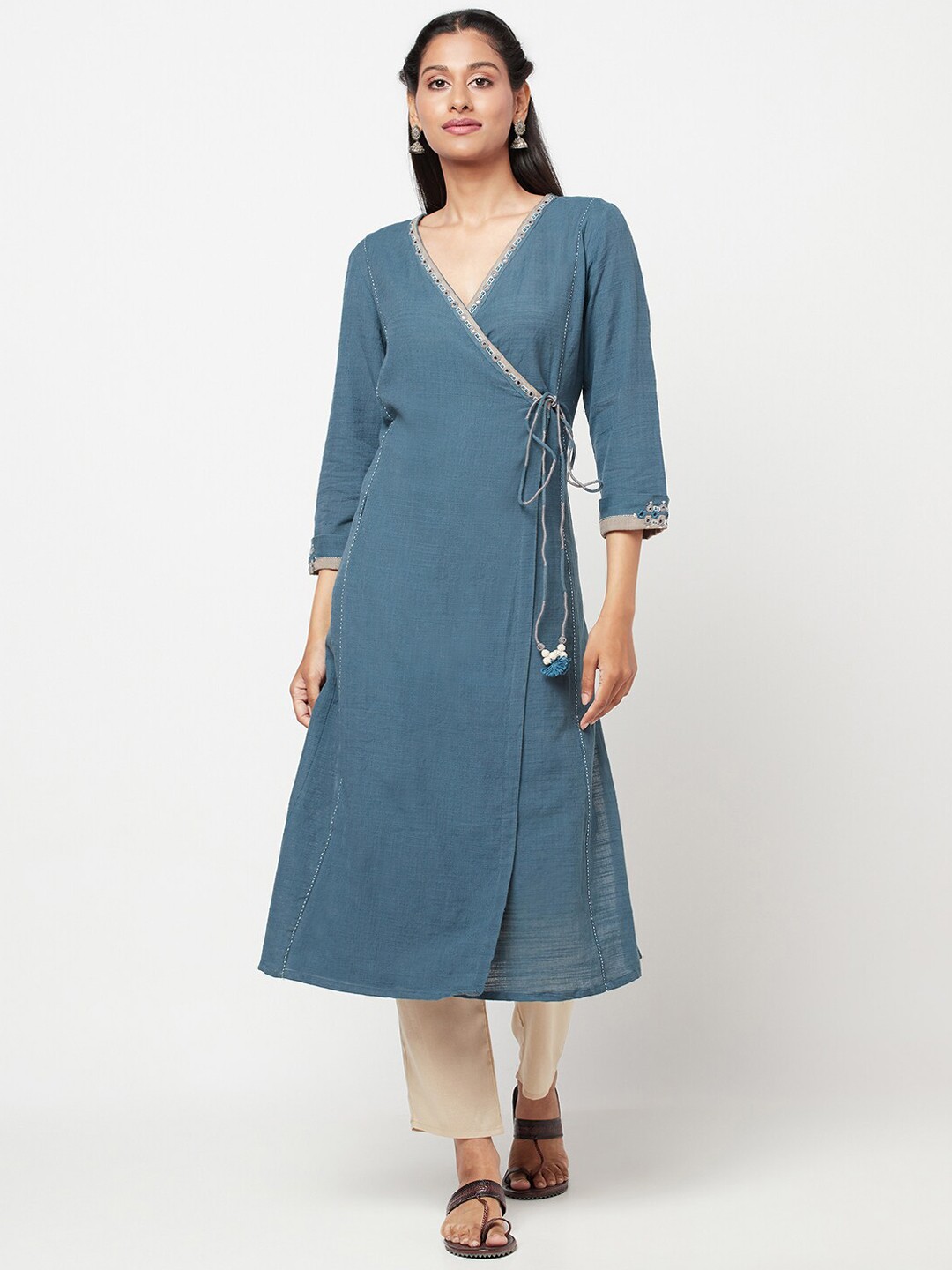 

Fabindia Women Blue Thread Work Anarkali Kurta