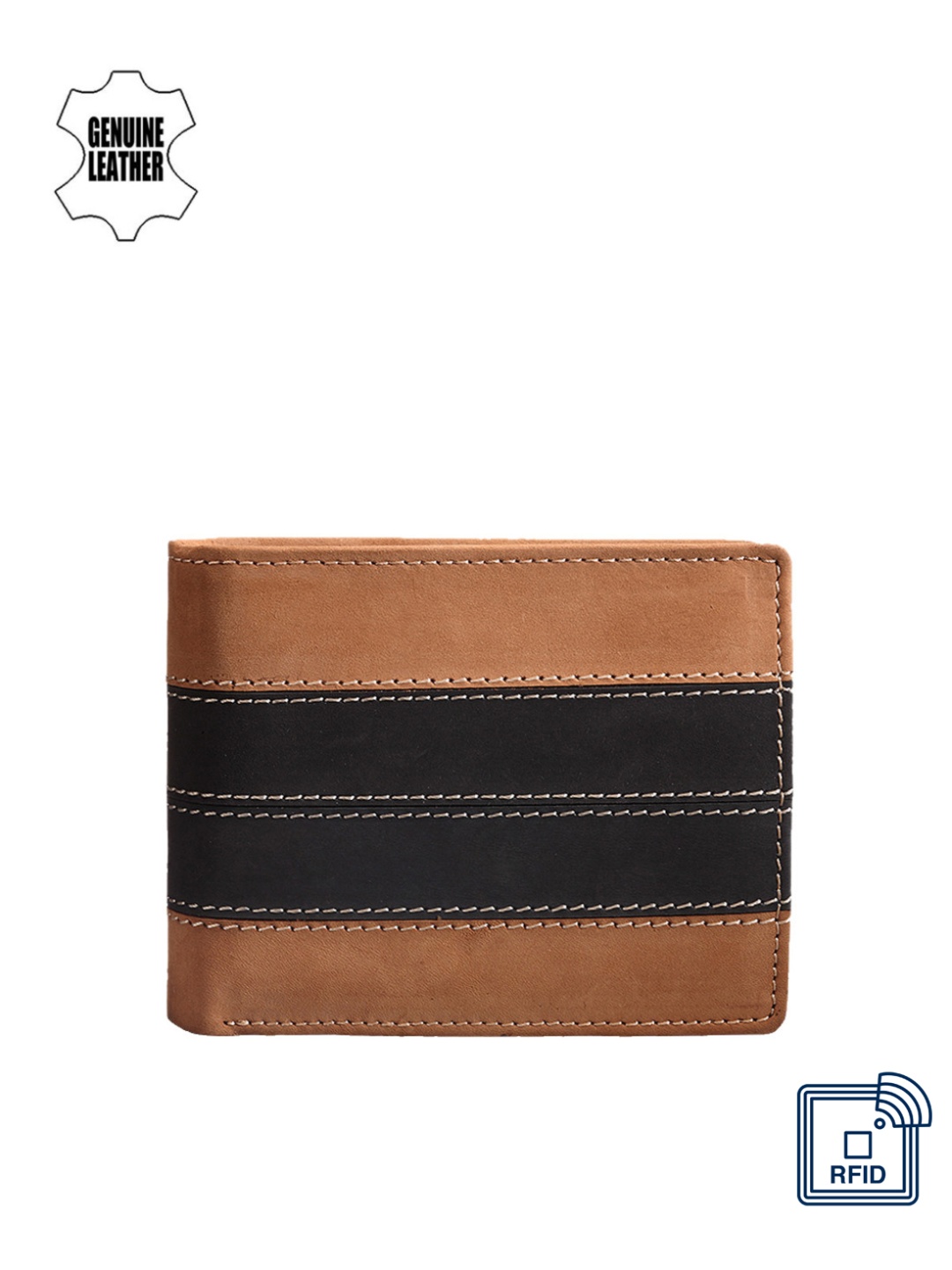 

Teakwood Leathers Men Tan Brown & Black Genuine Leather Wallet