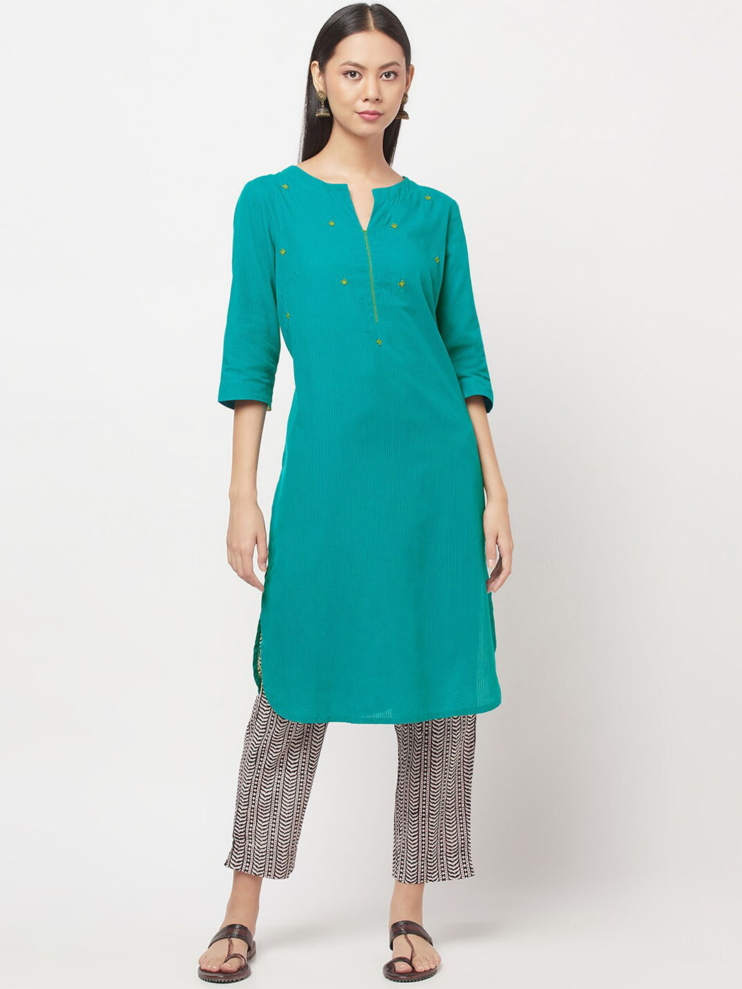 

Fabindia Women Teal Kurta