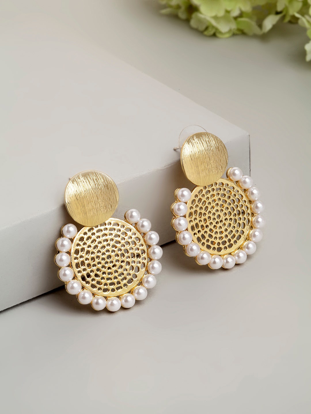 

Ferosh Gold-Toned Contemporary Drop Earrings