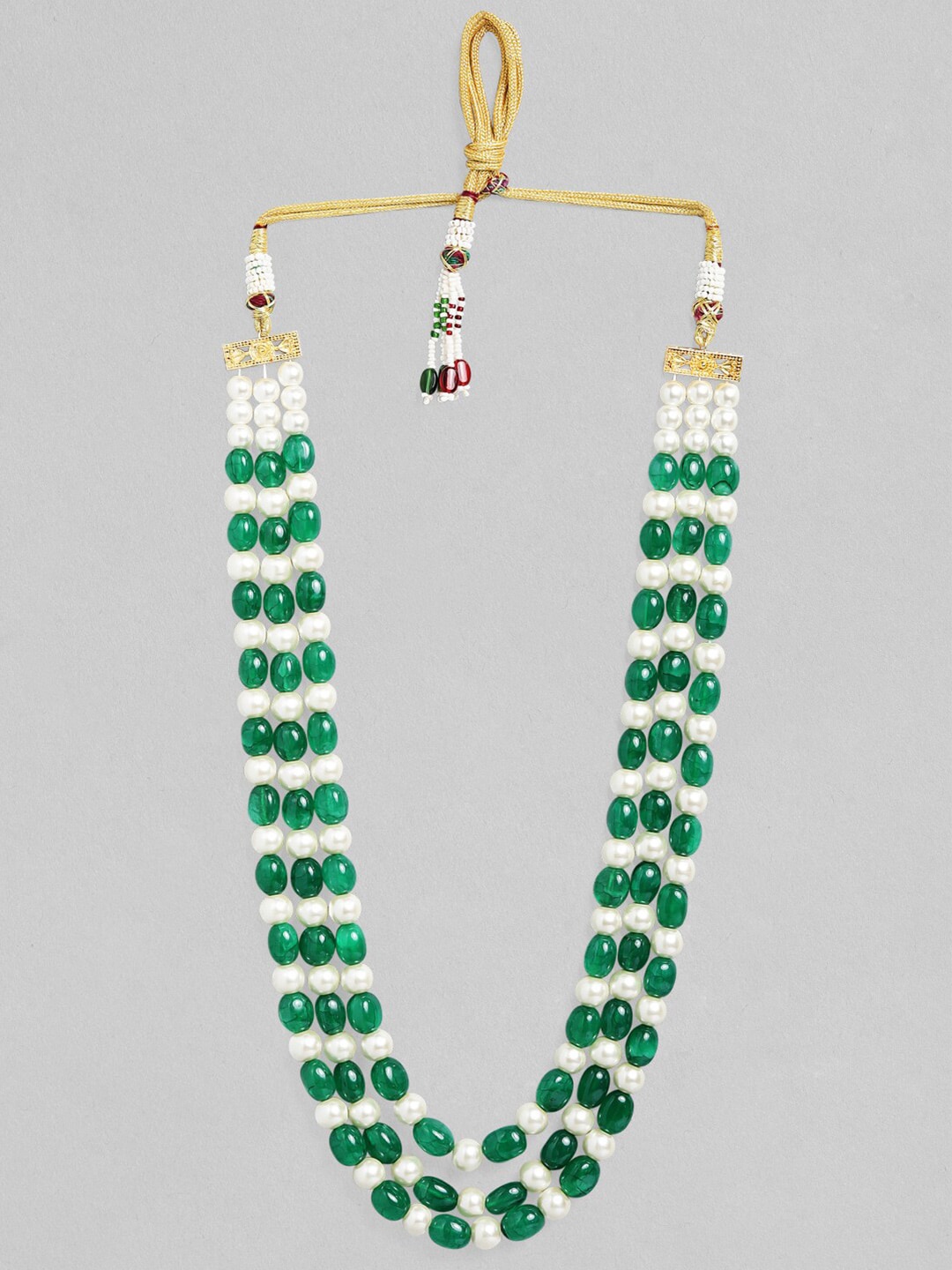 

Rubans Men Green & White Gold-Plated Layered Necklace
