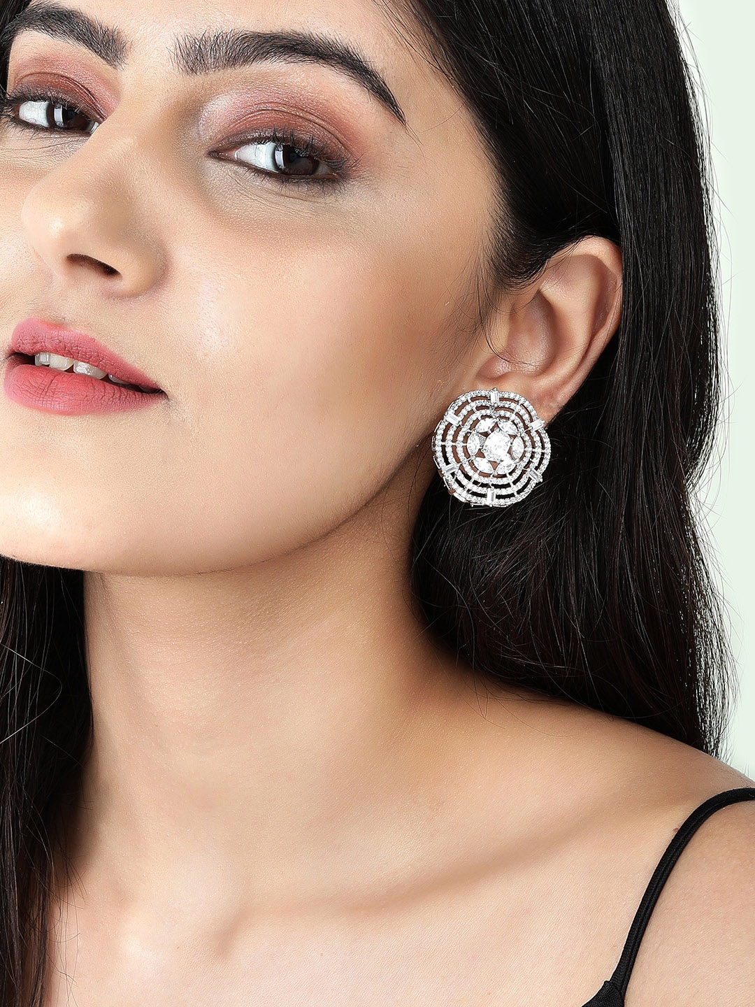 

Rubans Silver-Toned Circular Ear Cuff Earrings