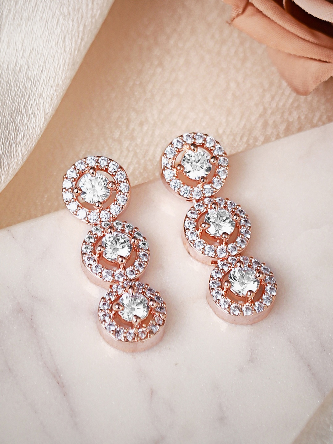 

Rubans Gold-Toned Circular Drop Earrings