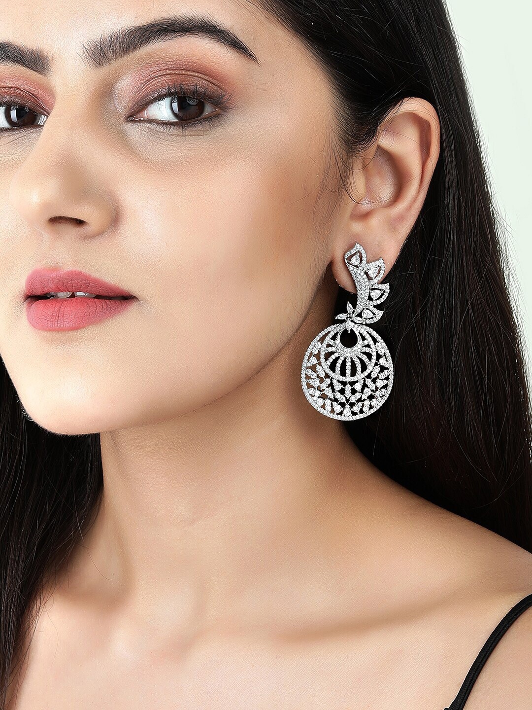 

Rubans Silver-Toned Spherical Drop Earrings