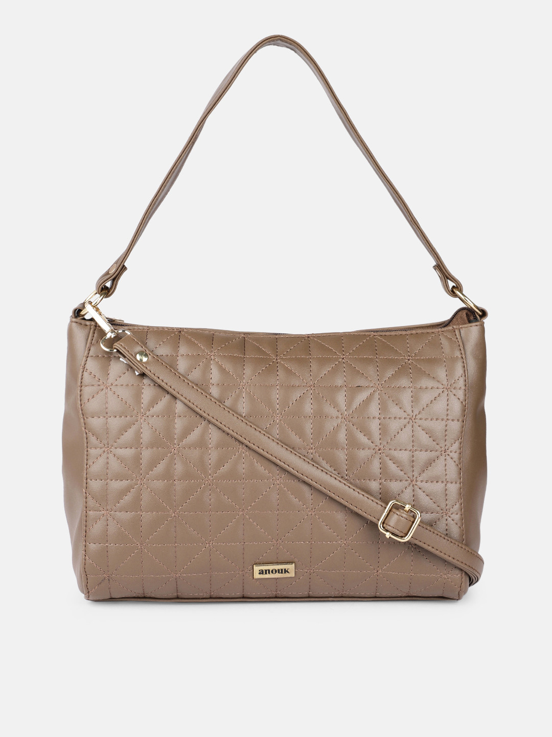 

Anouk Beige Textured Structured Handheld Bag