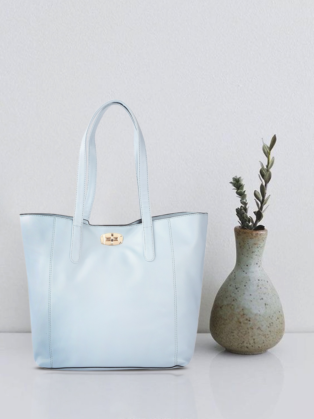 

ether Blue Solid Structured Shoulder Bag